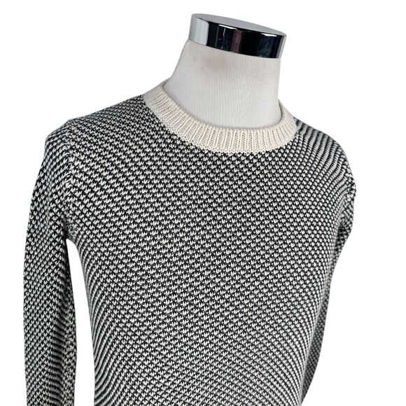 Theory Sweater Womens P Small Petites Cream Black Cotton Knit Crew Neck Pullover - Picture 2 of 10